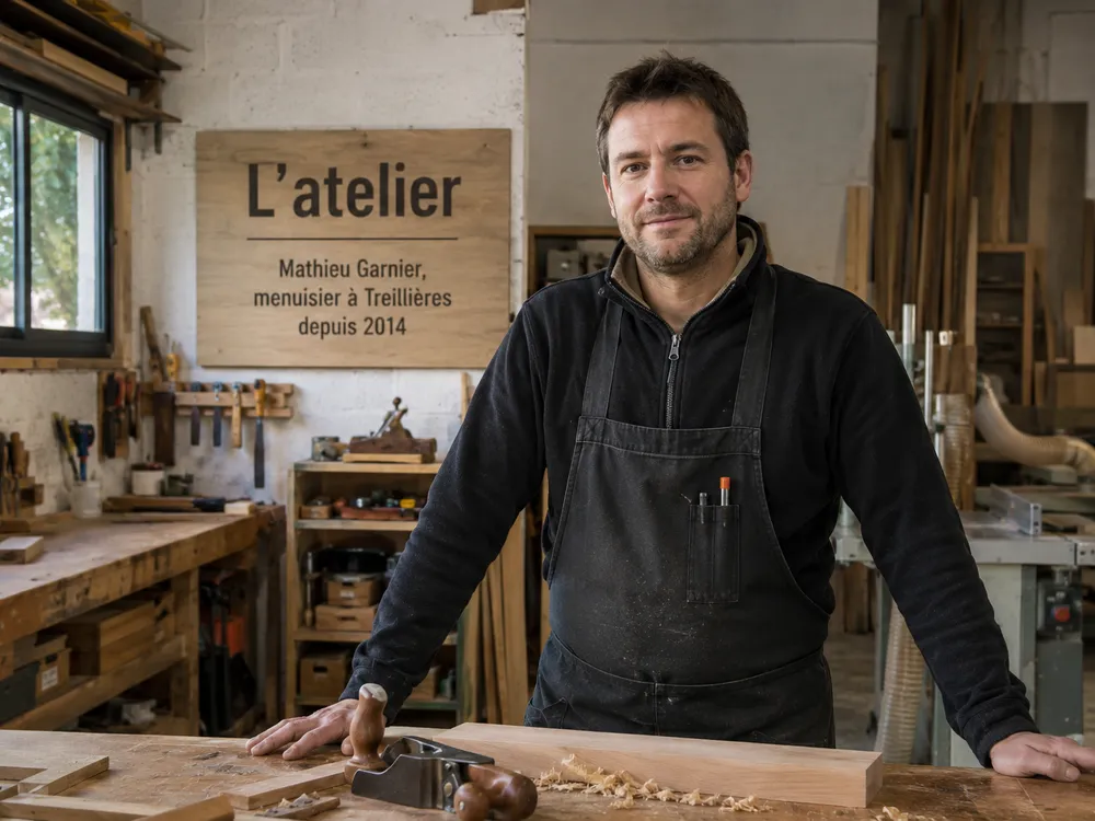 Mathieu Garnier, menuisier, au travail dans son atelier